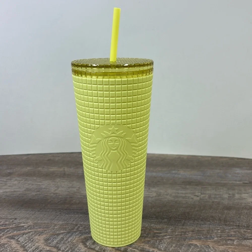 Starbucks Meadow Yellow Grid Soft Touch Tumbler Venti 24oz